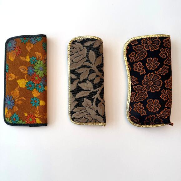 Lot of 3 Assorted Vintage Floral Eyeglass Sunglass Cases - Picture 2 of 8